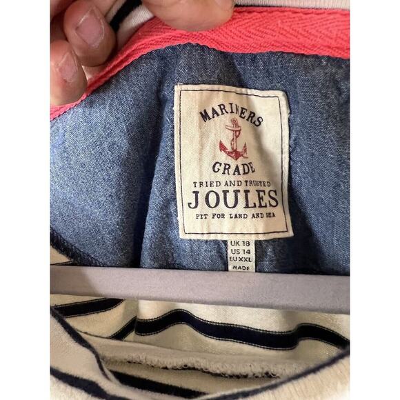 Mariners Grade Women's White and Blue Striped Blouse Size 14 w/Pockets - Picture 4 of 4